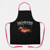Dachshund door de sneeuwnende hond kerstmis schort (Voorkant)