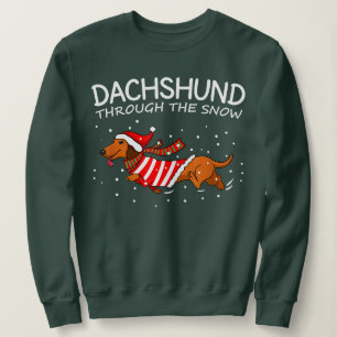 Dachshund door de sneeuwnende hond kerstmis trui