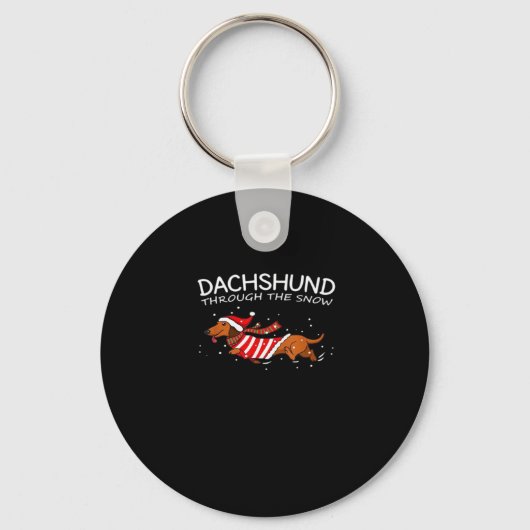 Dachshund door de sneeuwvloed met kerstmis sleutelhanger (Voorkant)
