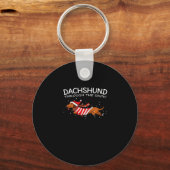Dachshund door de sneeuwvloed met kerstmis sleutelhanger (Voorkant)