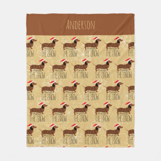 Dachshund door de sneeuwvloerwand fleece deken (Voorkant)