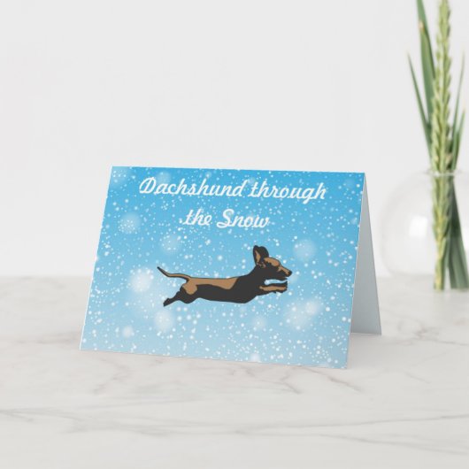 Dachshund door de Snow Holiday Gifts Kaart (Voorkant)
