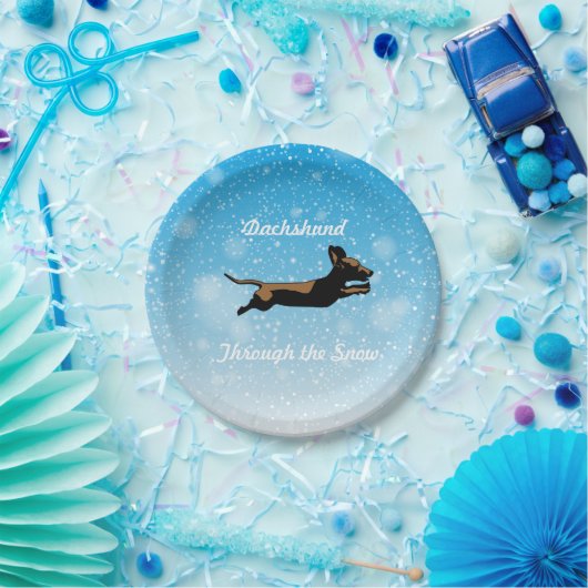 Dachshund door het bord van het sneeuwfeest (Feest)