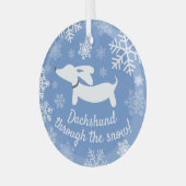 Dachshund door het Ornament van de sneeuwkerstboom (Voorkant links)