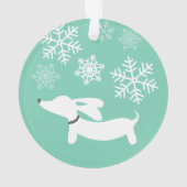 Dachshund door het Ornament van de sneeuwkerstboom (achterkant)