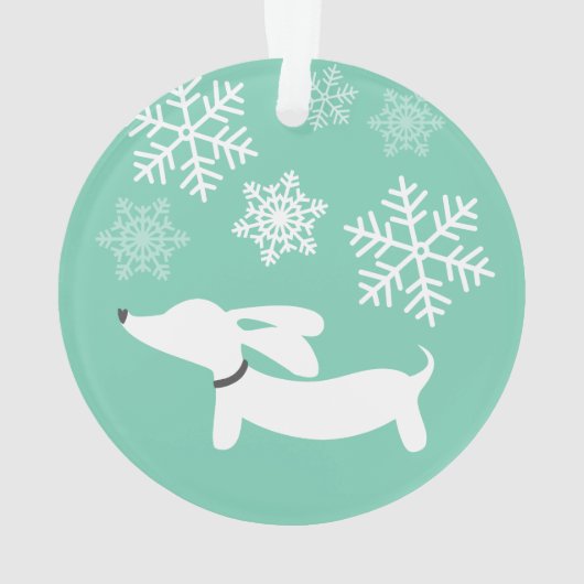 Dachshund door het Ornament van de sneeuwkerstboom (achterkant)