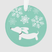 Dachshund door het Ornament van de sneeuwkerstboom (voorkant)