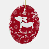 Dachshund door het Ornament van de sneeuwkerstboom (Rechts)