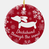 Dachshund door het Ornament van de sneeuwkerstboom (Achterkant)