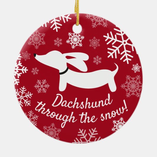 Dachshund door het Ornament van de sneeuwkerstboom (Achterkant)