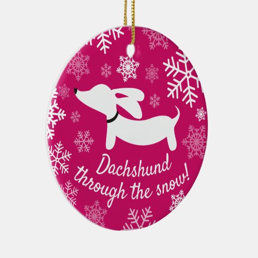 Dachshund door het Ornament van de sneeuwkerstboom (Rechts)