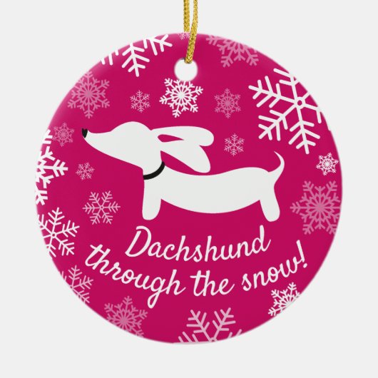 Dachshund door het Ornament van de sneeuwkerstboom (Voorkant)