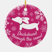 Dachshund door het Ornament van de sneeuwkerstboom (Achterkant)