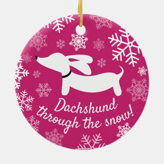 Dachshund door het Ornament van de sneeuwkerstboom (Achterkant)