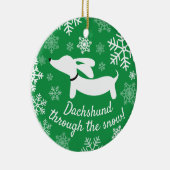 Dachshund door het Ornament van de sneeuwkerstboom (Rechts)
