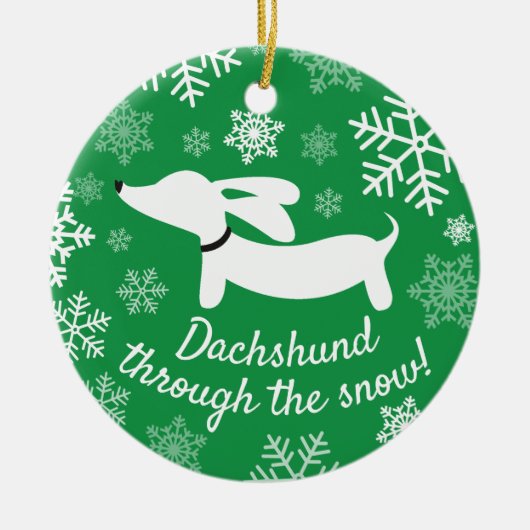 Dachshund door het Ornament van de sneeuwkerstboom (Voorkant)