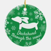 Dachshund door het Ornament van de sneeuwkerstboom (Achterkant)