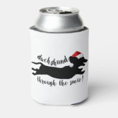 Dachshund door het sneeuwkerstVakantie Blikjeskoeler (Blikje Achterkant)