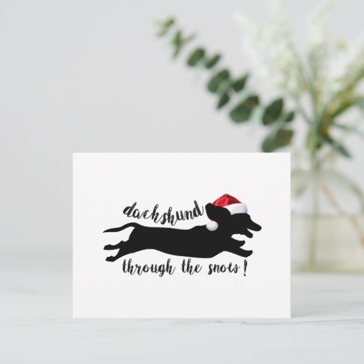Dachshund door het sneeuwkerstVakantie Feestdagenkaart (Staand voorkant)
