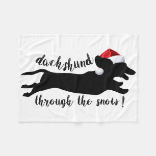 Dachshund door het sneeuwkerstVakantie Fleece Deken
