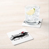 Dachshund door het sneeuwkerstVakantie Kartonnen Onderzetters (Insitu)