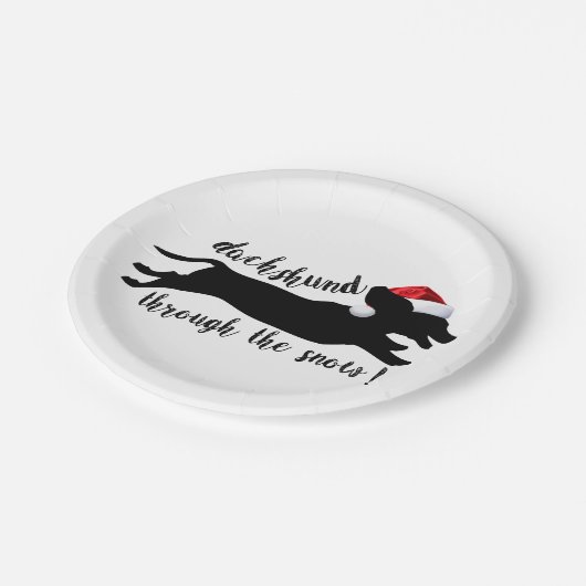 Dachshund door het sneeuwkerstVakantie Papieren Bordje (Gekanteld)