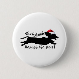 Dachshund door het sneeuwkerstVakantie Ronde Button 5,7 Cm