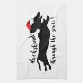 Dachshund door het sneeuwkerstVakantie Theedoek (Verticaal)