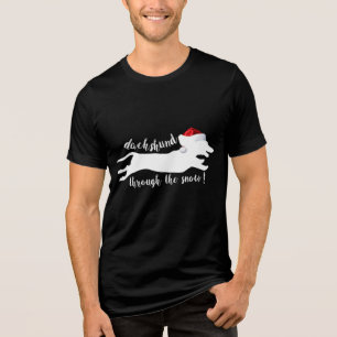 Dachshund door het sneeuwkerstVakantie Tri-Blend Shirt