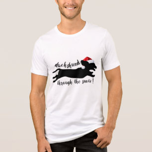 Dachshund door het sneeuwkerstVakantie Tri-Blend Shirt