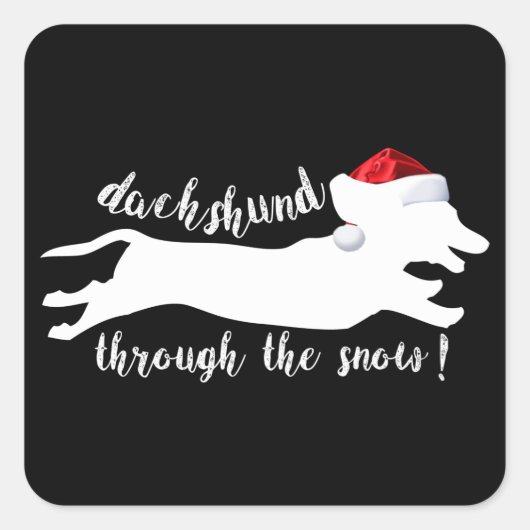 Dachshund door het sneeuwkerstVakantie Vierkante Sticker (Voorkant)