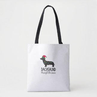 Dachshund door het sneeuwTas, Kerstmis Tote Bag