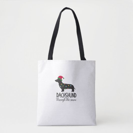 Dachshund door het sneeuwTas, Kerstmis Tote Bag (Voorkant)