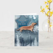 Dachshund door het sneeuwWenskaart Kaart (Gele Bloem)