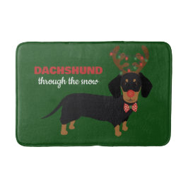 Dachshund door sneeuw Schattige Doxie rendier hond Badmat