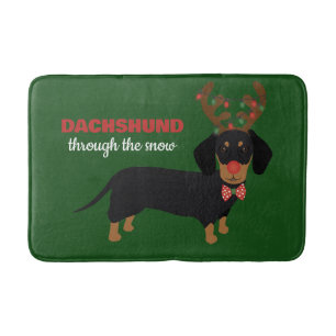 Dachshund door sneeuw Schattige Doxie rendier hond Badmat