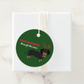 Dachshund door sneeuw Schattige Doxie rendier hond Bedankjes Labels (In situ)