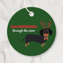 Dachshund door sneeuw Schattige Doxie rendier hond Bedankjes Labels