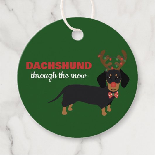 Dachshund door sneeuw Schattige Doxie rendier hond Bedankjes Labels (Voorkant)