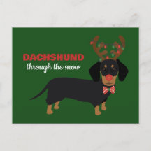 Dachshund door sneeuw Schattige Doxie rendier hond