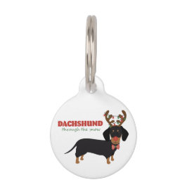 Dachshund door sneeuw Schattige Doxie rendier hond Huisdierpenning