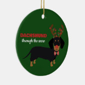 Dachshund door sneeuw Schattige Doxie rendier hond Keramisch Ornament (Rechts)