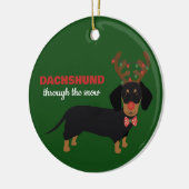 Dachshund door sneeuw Schattige Doxie rendier hond Keramisch Ornament (Links)