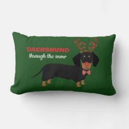 Dachshund door sneeuw Schattige Doxie rendier hond Kussen