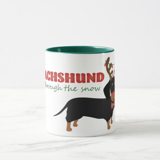 Dachshund door sneeuw Schattige Doxie rendier hond Mok (Midden)