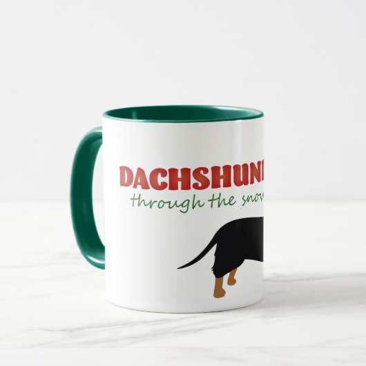 Dachshund door sneeuw Schattige Doxie rendier hond Mok (Voorkant links)