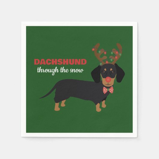 Dachshund door sneeuw Schattige Doxie rendier hond Servet (Voorkant)