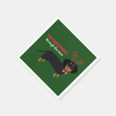 Dachshund door sneeuw Schattige Doxie rendier hond Servet (Hoek)