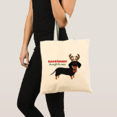 Dachshund door sneeuw Schattige Doxie rendier hond Tote Bag (Voorkant (product))