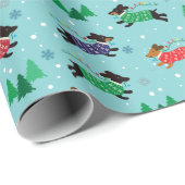 Dachshund Doxie Dog Kerstfeestdag Cadeaupapier (Rol Hoek)